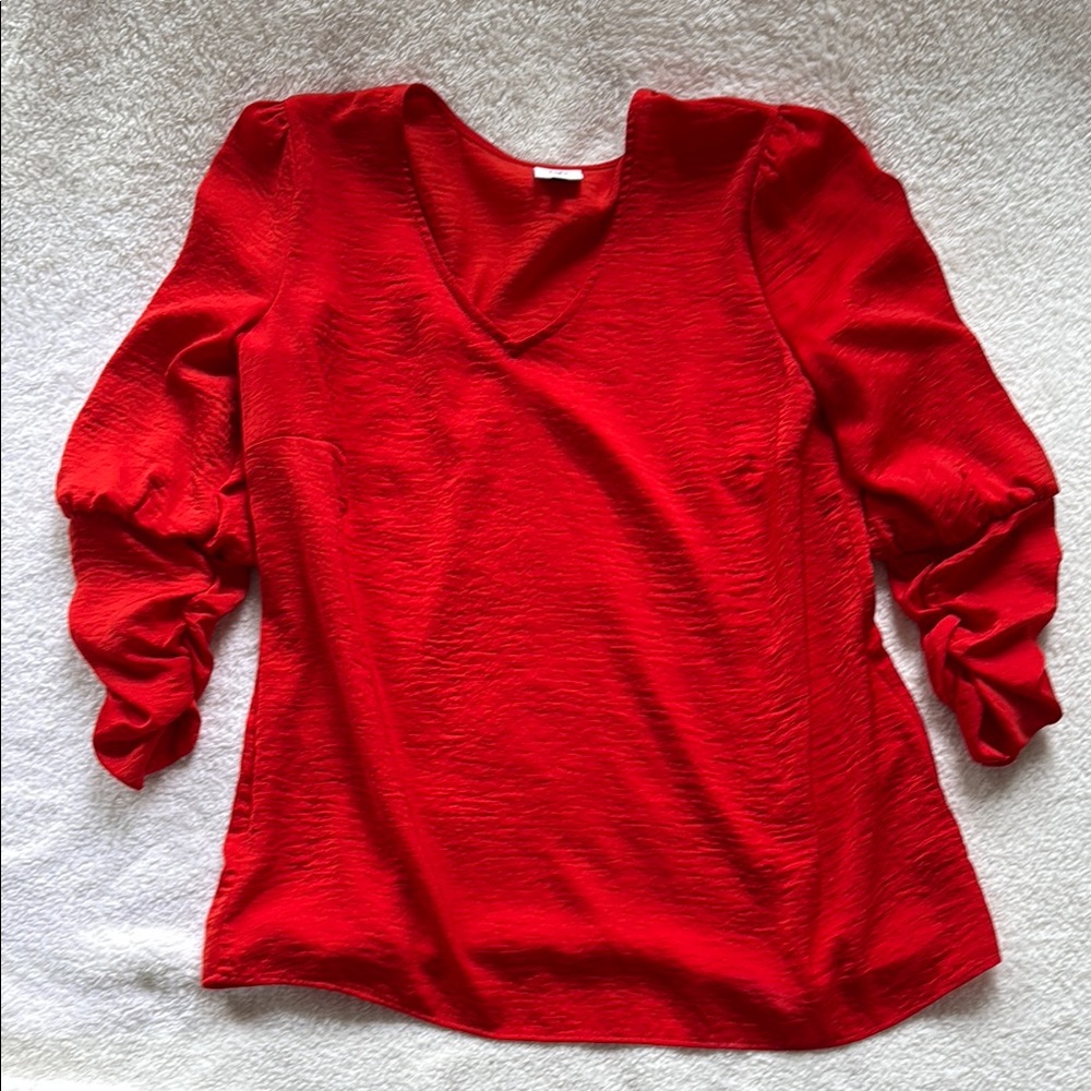 Women's Red V-Neck Top
